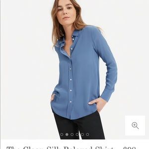 Everlane clean silk relaxed shirt, French blue